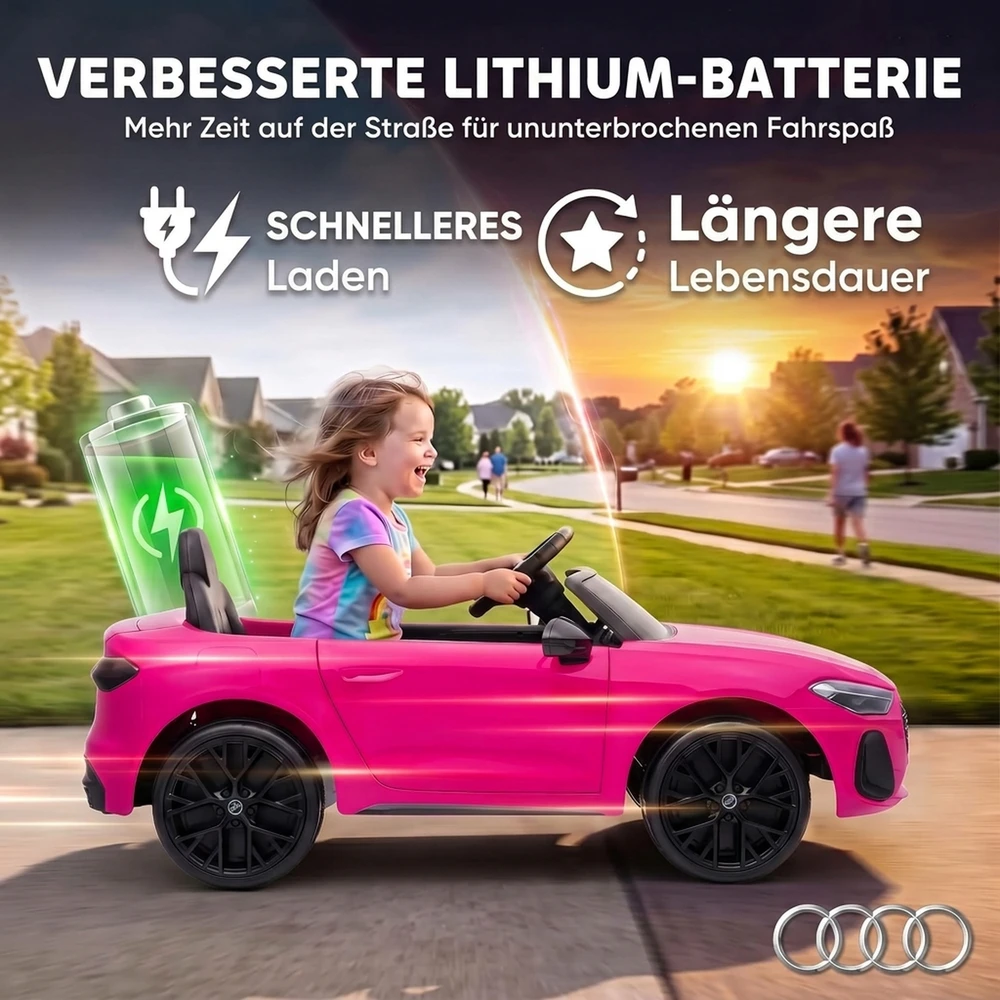 Vaikiškas elektromobilis licencijuotas Audi A5L su 2,4 GHz nuotolinio valdymo pultu, rožinis, 101 × 55 × 43 cm