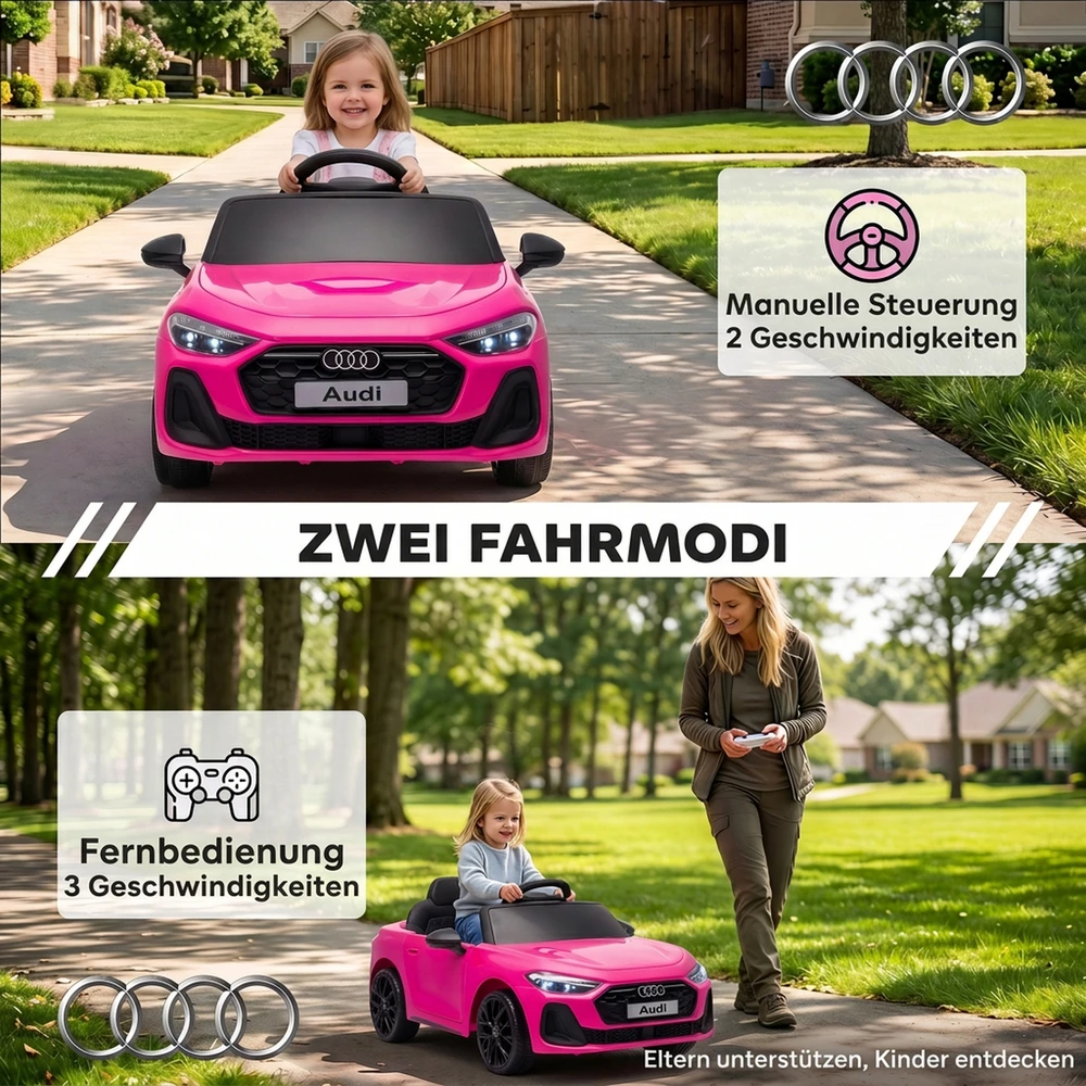 Vaikiškas elektromobilis licencijuotas Audi A5L su 2,4 GHz nuotolinio valdymo pultu, rožinis, 101 × 55 × 43 cm