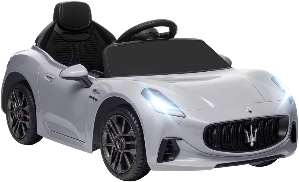 AIYAPLAY vaikiškas elektrinis automobilis 12V vaikiškas automobilis su 2,4 GHz nuotolinio valdymo pulteliu, 2 varikliai, vaikiška transporto priemonė su garsiniu signalu, LED, muzika, švelnus užvedimas, elektrinė transporto priemonė su papildomu ratu, skirta 3-5 metų vaikams, pilka spalva