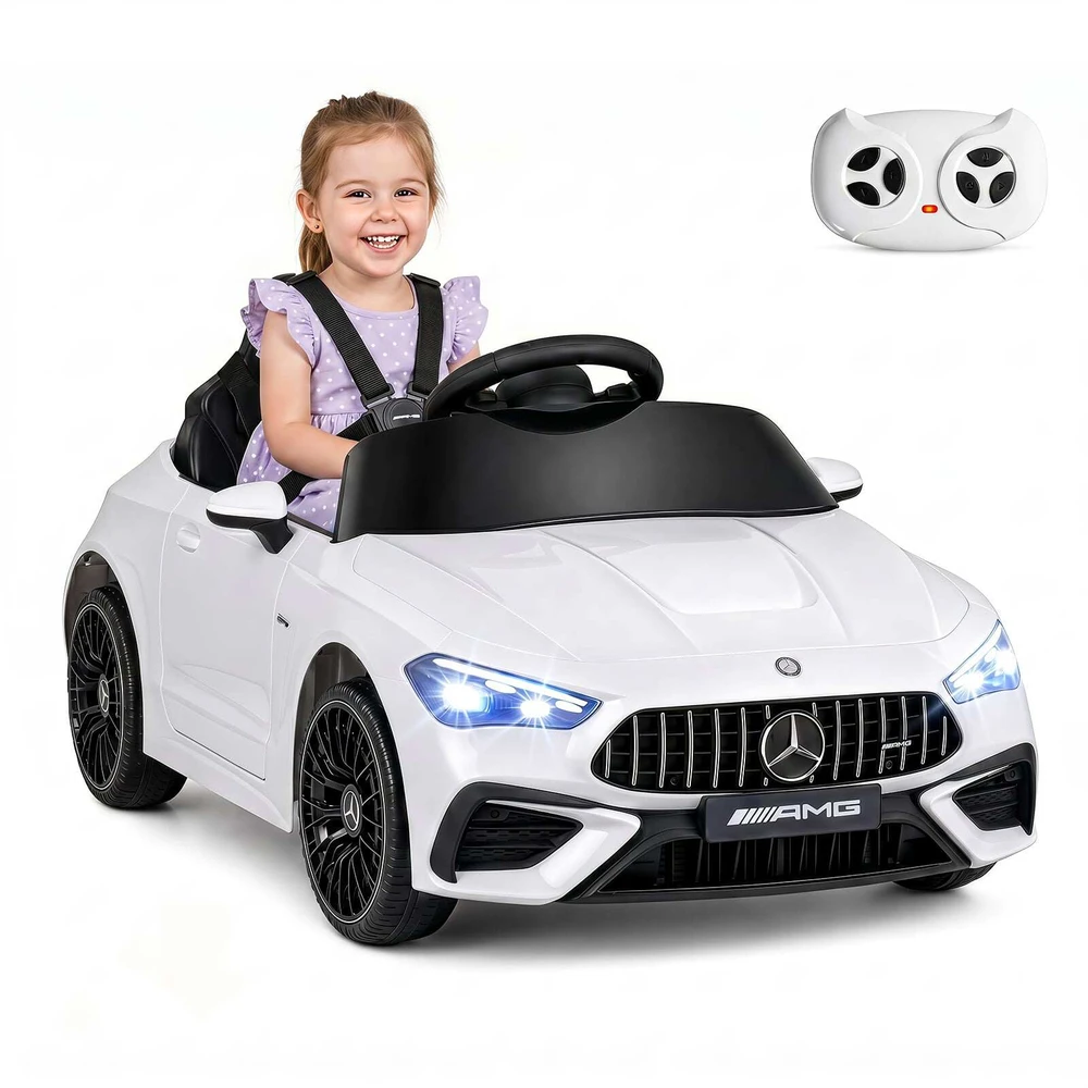 Vaikiškas elektromobilis Mercedes-AMG CLE 53, 12 V, baltas, 54 × 99 × 43 cm