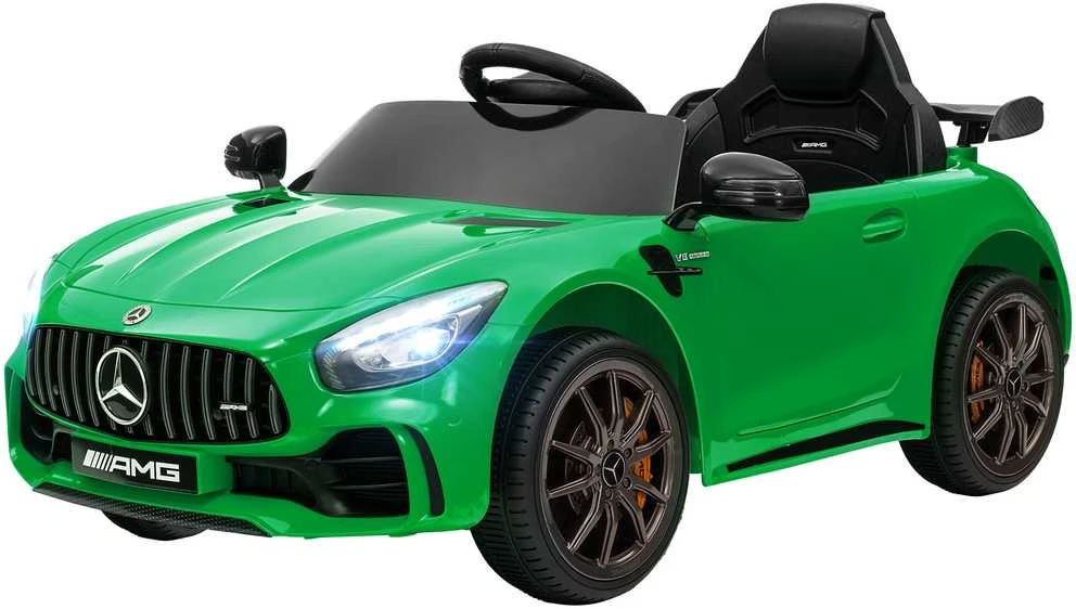 AIYAPLAY vaikiškas elektromobilis 12 V, su 2,4G nuotolinio valdymo pulteliu, USB, MP3, muzika, transporto priemonė su šviesomis, švelnus startas, atbulinės eigos funkcija, 3-5 km/h, vaikams nuo 3-6 metų, žalias