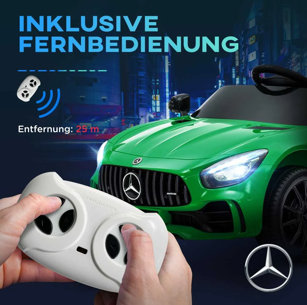 AIYAPLAY vaikiškas elektromobilis 12 V, su 2,4G nuotolinio valdymo pulteliu, USB, MP3, muzika, transporto priemonė su šviesomis, švelnus startas, atbulinės eigos funkcija, 3-5 km/h, vaikams nuo 3-6 metų, žalias