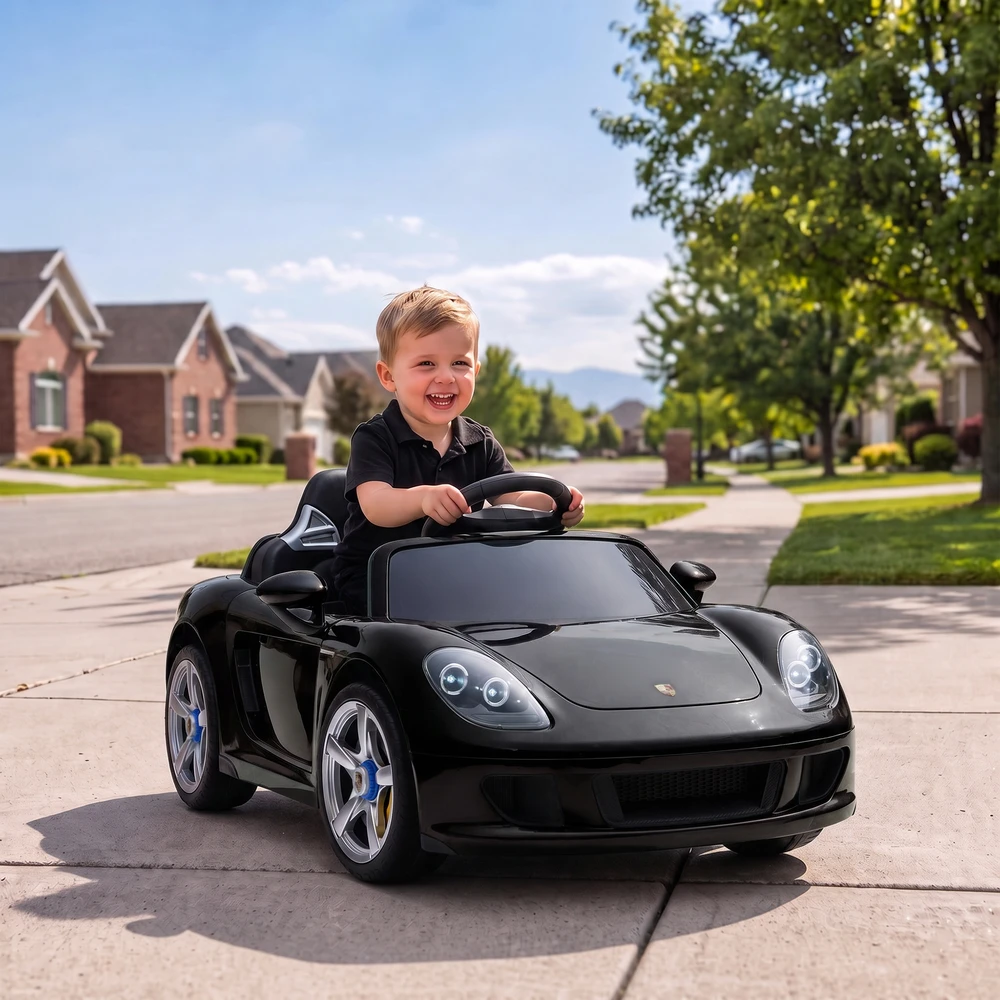 Vaikiškas elektromobilis Porsche Carrera GT, juodas, 111,1 × 59 × 45 cm