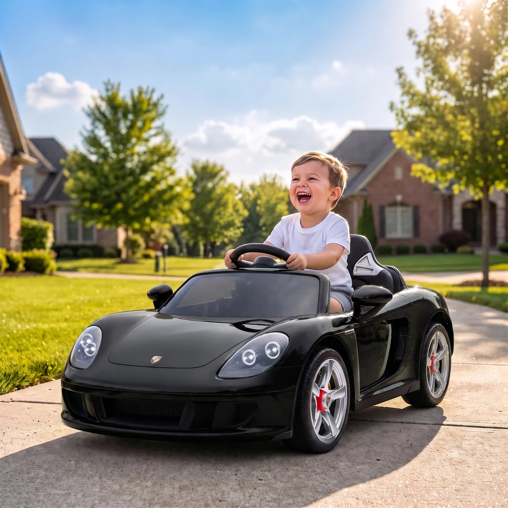 Vaikiškas elektromobilis Porsche Carrera GT, juodas, 111,1 × 59 × 45 cm