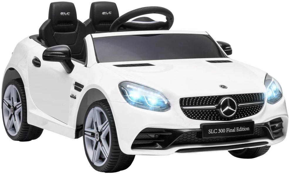Aiyaplay Elektrinis automobilis vaikams nuo 3 metų, su nuotolinio valdymo pulteliu, LED žibintais, saugos diržu, garso signalu, muzika, baltos spalvos