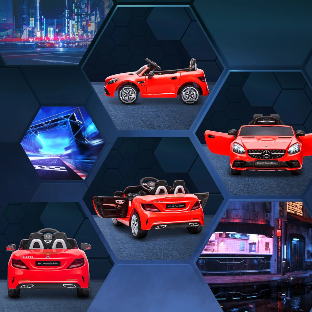 AIYAPLAY vaikiškas elektrinis automobilis, 12V vaikiškas automobilis su 2.4G nuotolinio valdymo pultu, muzikiniu USB, LED žibintais, elektrinis automobilis su garso signalu, saugos diržu, 3-5 km/h, skirtas 3-6 metų vaikams, raudonos spalvos