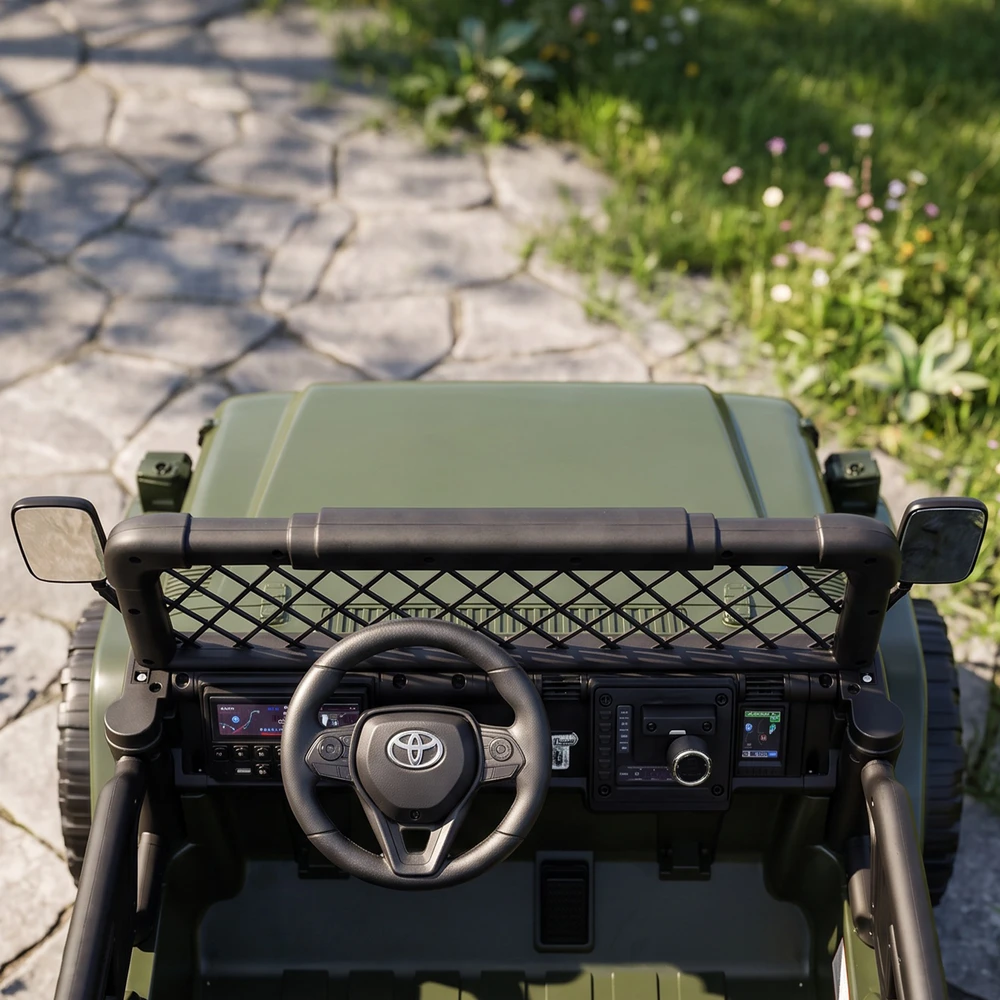 Vaikiškas elektromobilis „Toyota FJ“ su nuotoliniu valdymu, tamsiai žalias ir juodas, 122 × 86 × 88 cm