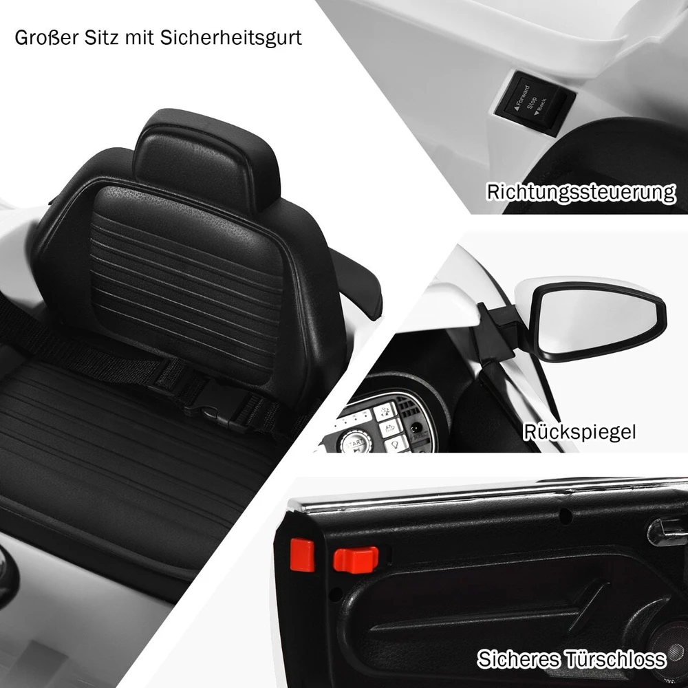Vaikiškas elektromobilis Volkswagen Beetle su nuotoliniu valdymu, baltas, 94 × 55,5 × 47 cm
