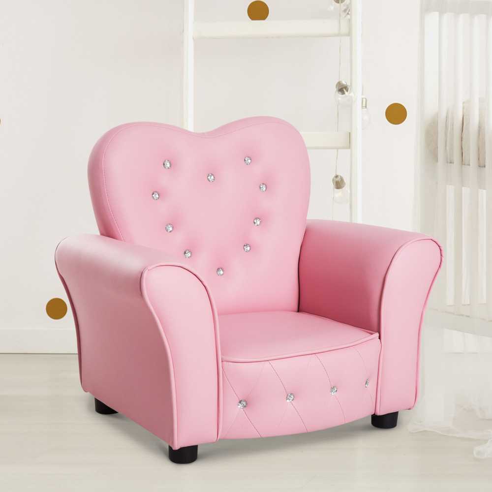 HOMCOM vaikiškas fotelis Princesė, širdelės formos vaikiškas krėslas, rožinis, patogus fotelis vaikų kambariui, I59xP41,5xA49cm