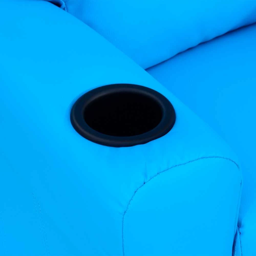 HOMCOM vaikiškas fotelis su atsilenkimo funkcija, mini sofa 3–6 metų vaikams, mėlyna, su įmontuotu puodelio laikikliu, 62x52x69 cm