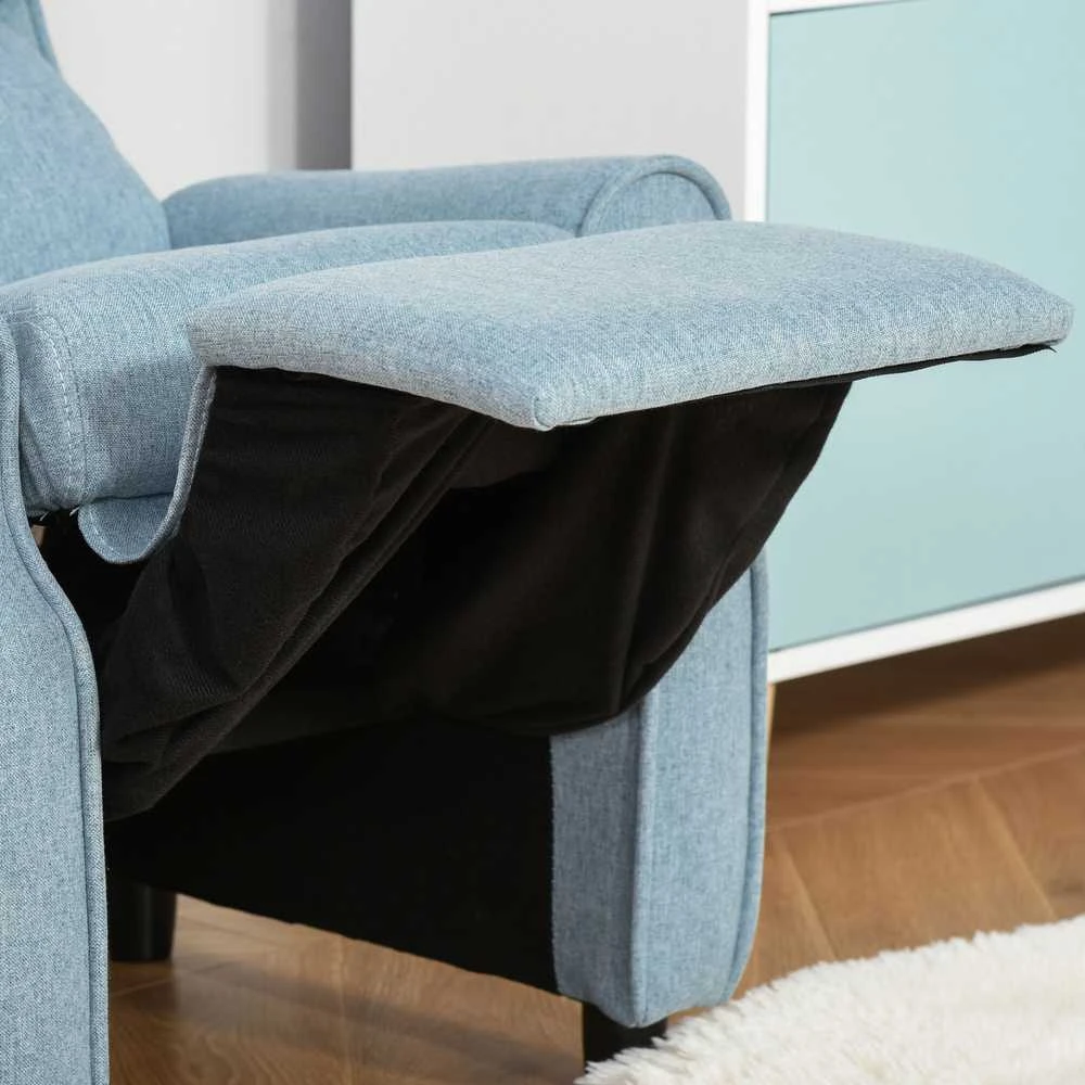 Vaikiška sofa HOMCOM, vaikiška kėdutė su reguliuojama atlošimo funkcija ir pakoja, mėlyna, 3–5 metų vaikams, 58x53x70 cm