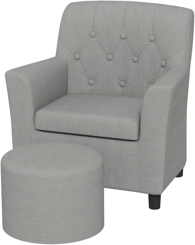 AIYAPLAY vaikiškas fotelis, vaikiška sofa su pakoja, vaikiškas baldų komplektas nuo 18 mėnesių, lininio audinio išvaizda, eukalipto mediena, pilka, 45 x 43 x 50,5 cm