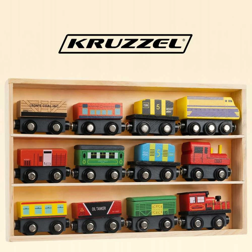 Wooden train set 12 pcs Kruzzel 23522