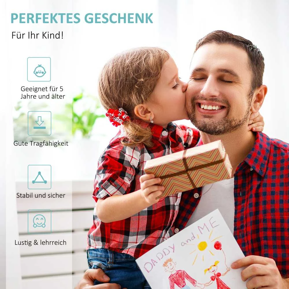 HOMCOM paspirtukas vaikams, 12 colių pripučiami ratai, nuo 5 metų, mėlynas, 120x58x75-80 cm