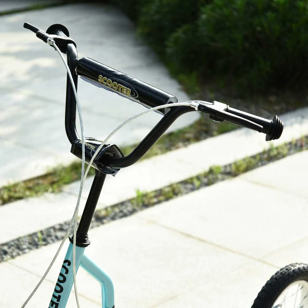HOMCOM paspirtukas vaikams nuo 5 metų, kickboard su 16/12 colių pripučiamais ratais, mėlynas, 135 x 58 x 88-94 cm
