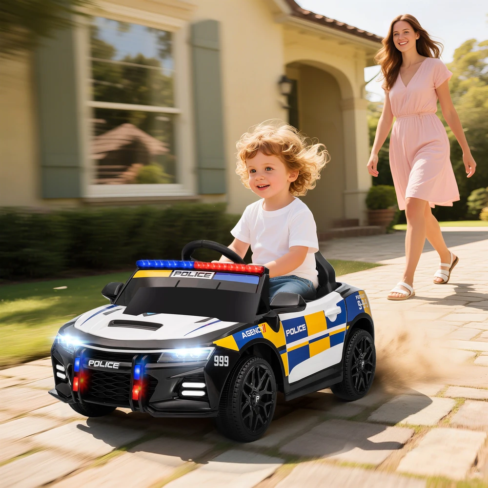Vaikiškas policijos elektromobilis su nuotolinio valdymo pultu, 96 × 60 × 45 cm