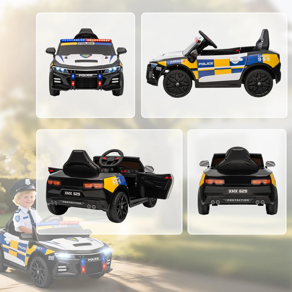 Vaikiškas policijos elektromobilis su nuotolinio valdymo pultu, 96 × 60 × 45 cm