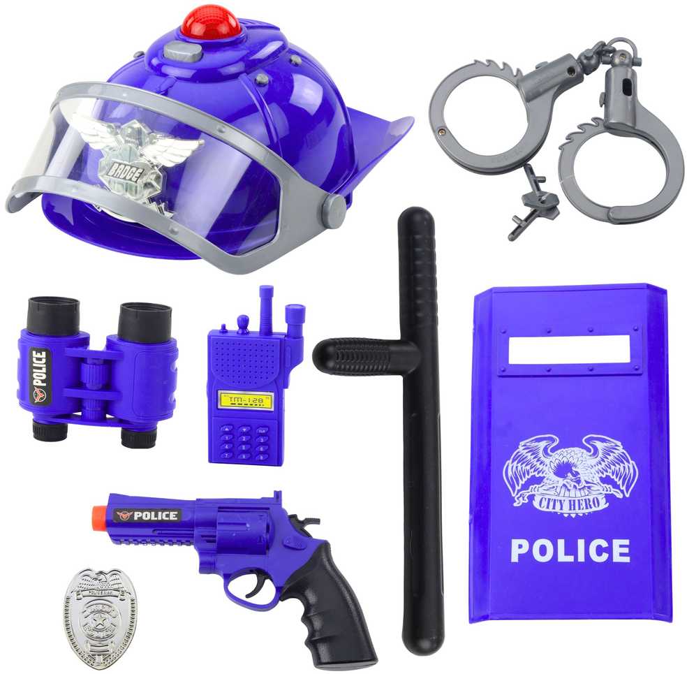 Lean Toys Vaikiškas policininko rinkinys su šalmu ir aksesuarais, 9 dalys