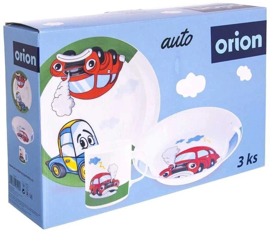 Orion Vaikiškų indų rinkinys porcelianas AUTO 3 vnt. (puodelis, lėkštė, dubuo)
