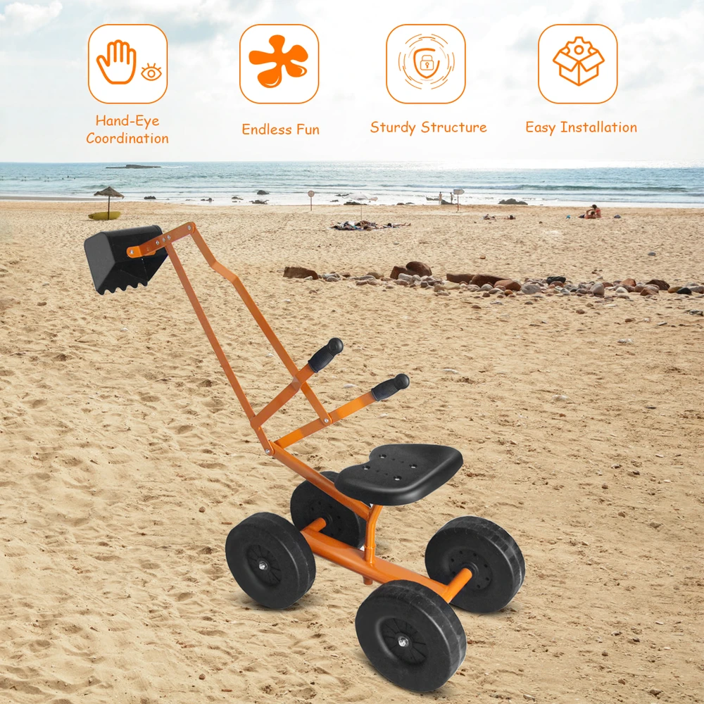 Vaikiškas smėlio ekskavatorius oranžinis–juodas