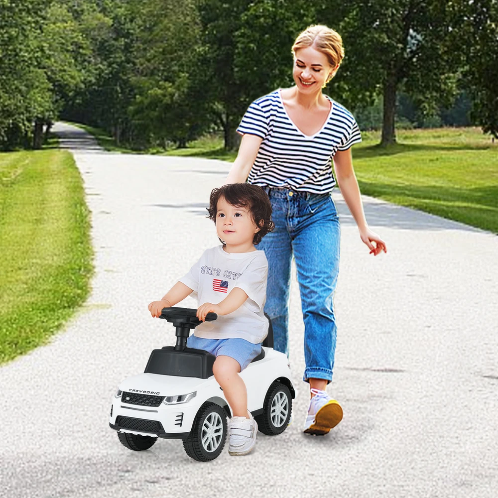 Vaikiškas stumdomas automobilis Baltas