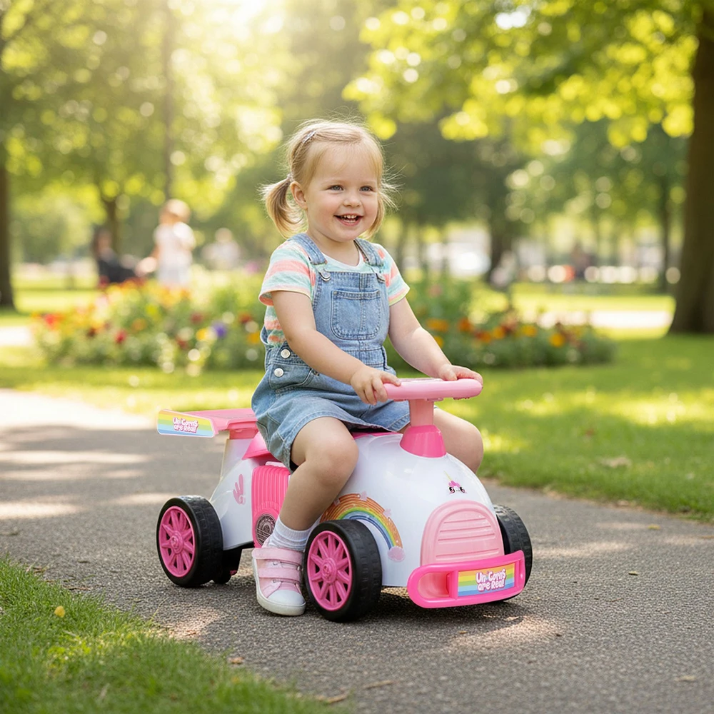 Vaikiškas stumdomas automobilis rožinis