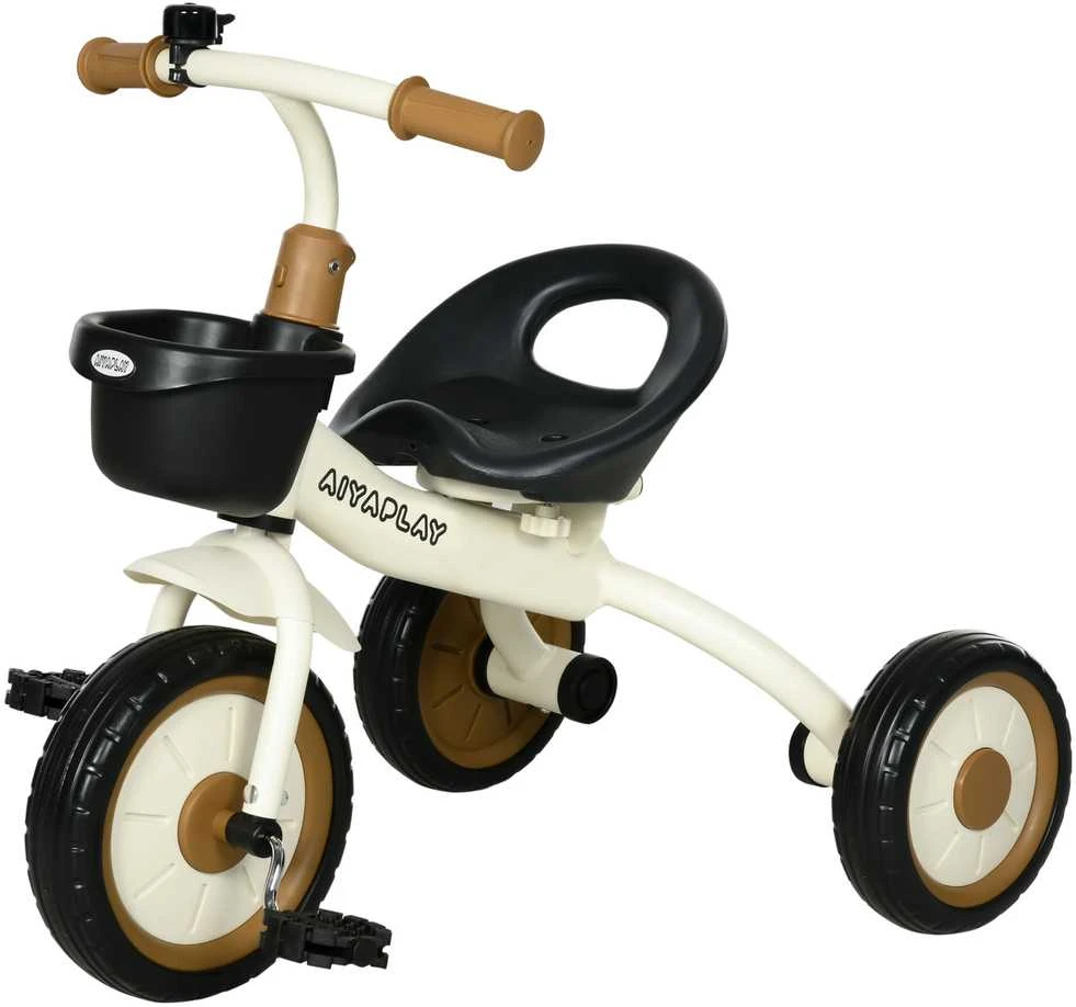 AIYAPLAY triratukas, vaikiškas dviratis su reguliuojama sėdyne, paspirtukas su krepšeliu, skambučiu, vaikiškas dviratis su pedalais, dviratukas vaikams nuo 2-5 metų