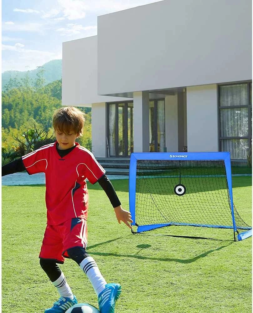 Songmics Vaikų futbolo vartų rinkinys iš 2 sulankstomų vartų mėlynos spalvos