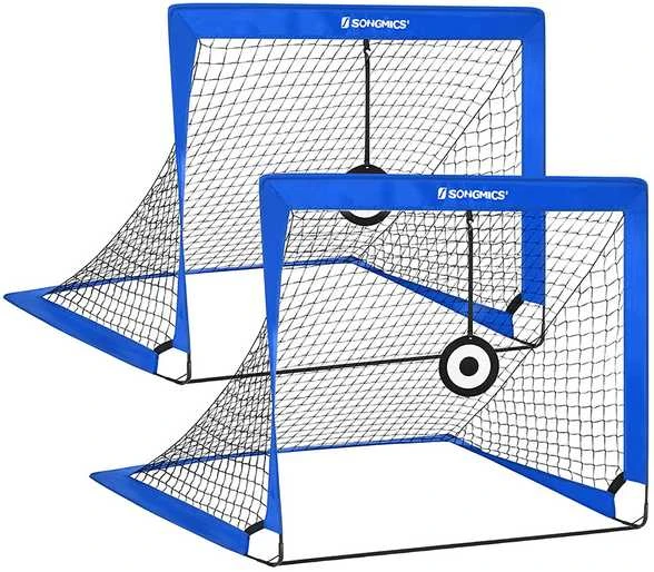 Songmics Vaikų futbolo vartų rinkinys iš 2 sulankstomų vartų mėlynos spalvos