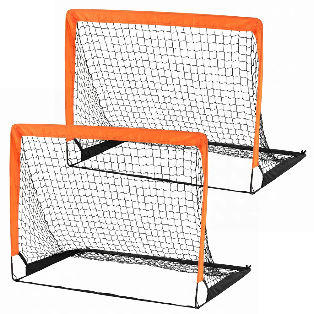 Vaikiški futbolo vartai su stiklo pluošto lankais, sulankstomi, oranžiniai, 120 × 96 × 96 cm, 2 vnt.