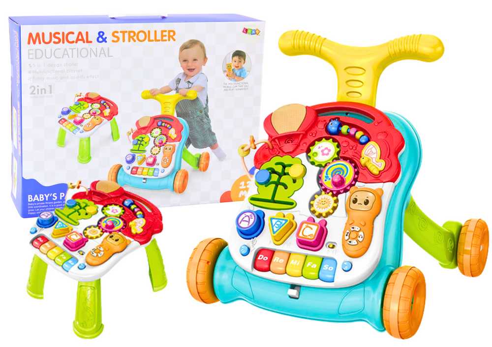 Lean Toys Vaikščiojimo stumdukas su 2in1 šviesos ir garso lavinimo stalu