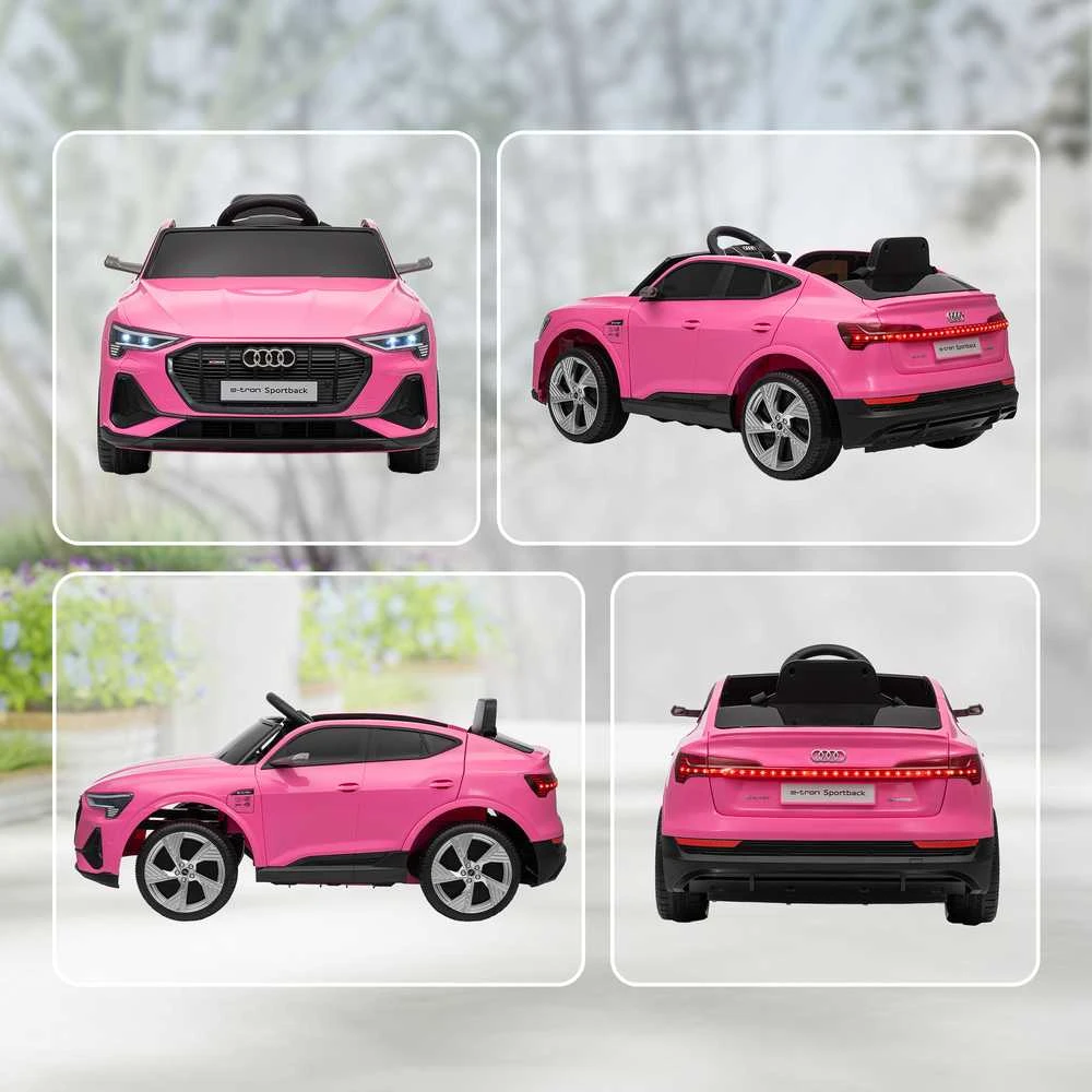 Vaikiškas elektromobilis HOMCOM 12V, Audi E-tron, su nuotolinio valdymo pulteliu, saugos diržu, 3–5 metų vaikams