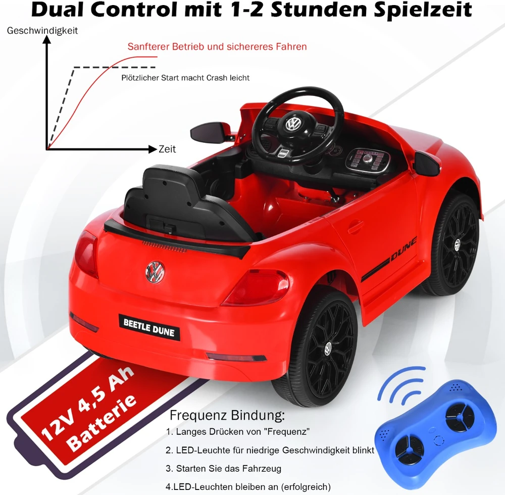 Vaikų automobilis Volkswagen Beetle raudonas