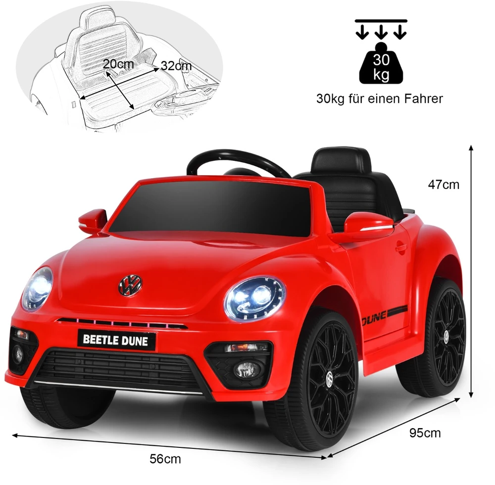 Vaikų automobilis Volkswagen Beetle raudonas