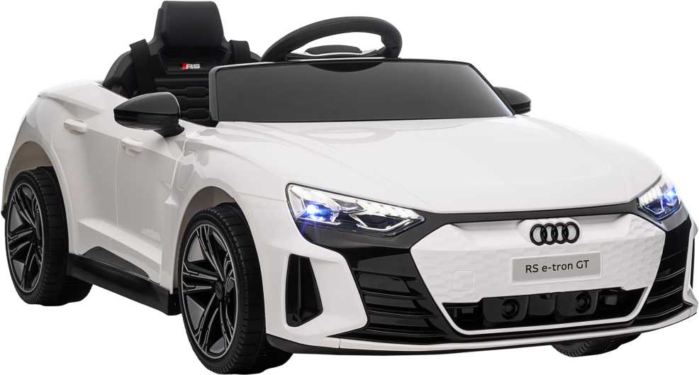 HOMCOM vaikiškas elektromobilis 3–5 metų vaikams, vaikiškas automobilis su nuotolinio valdymo pulteliu, saugos diržu, garsiniu signalu, muzika ir žibintais, iki 5 km/h, baltas