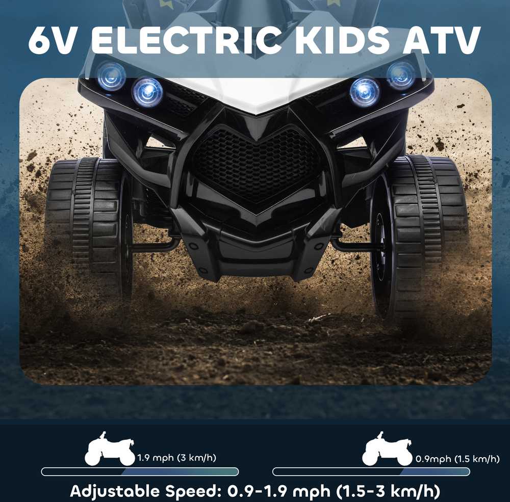 Vaikų elektrinis keturratis baltas