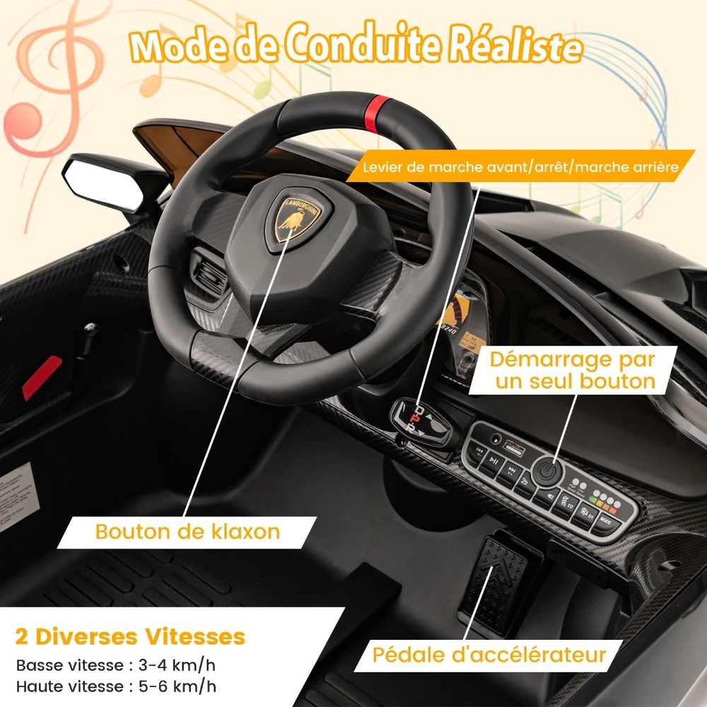 Vaikų elektromobilis Lamborghini juodas