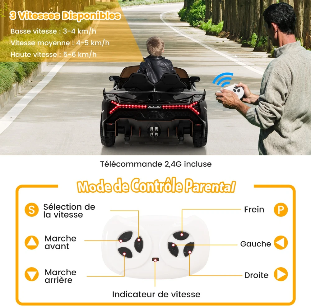 Vaikų elektromobilis Lamborghini juodas