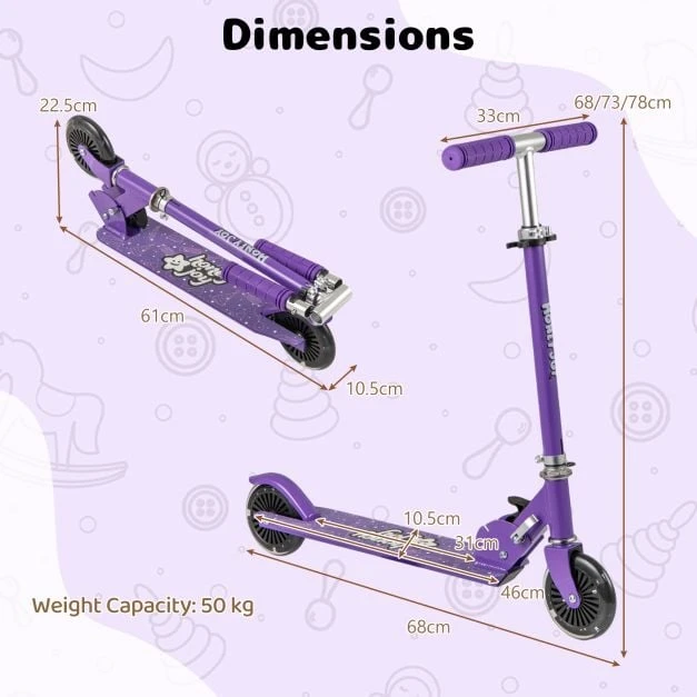 Vaikų paspirtukas violetinis