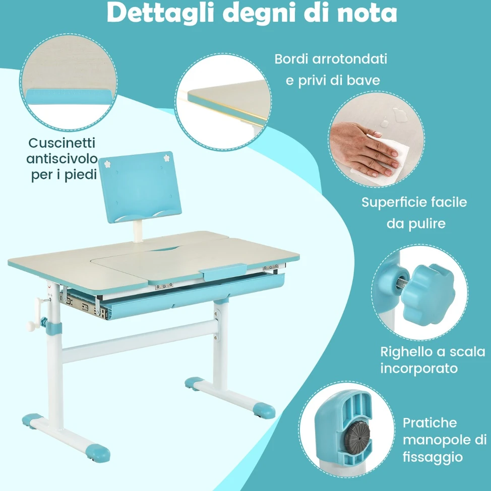 Vaikų stalas ir kėdė Šviesiai mėlyna 1 komplektas