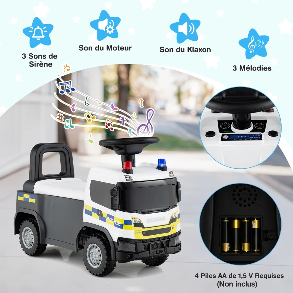 Vaikų stumdomas automobilis baltas