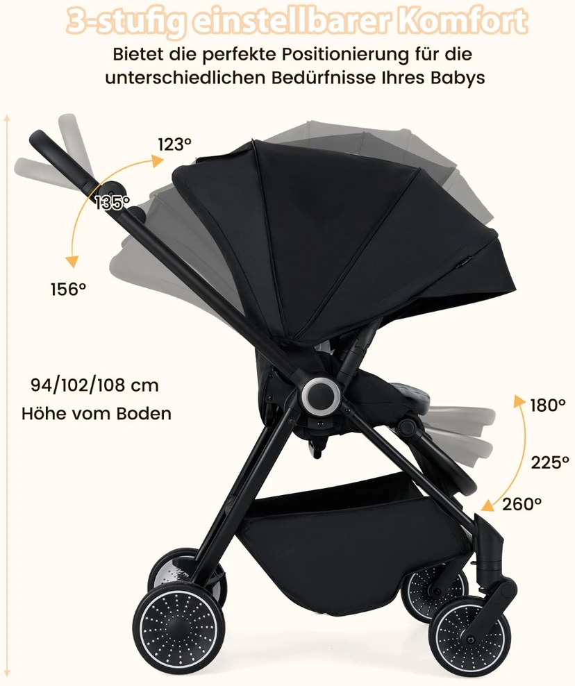 Vaikų vežimėlis Juodas