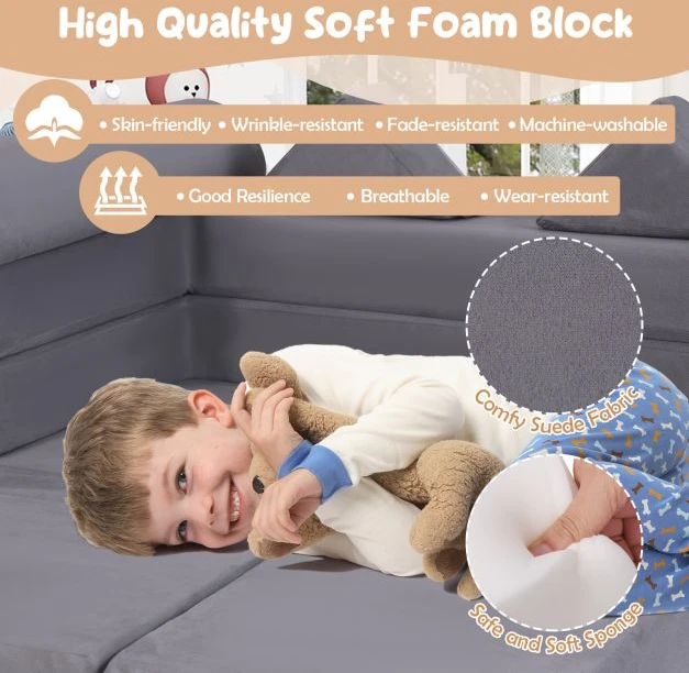Vaikų žaidimų sofa Pilka 9 vnt.