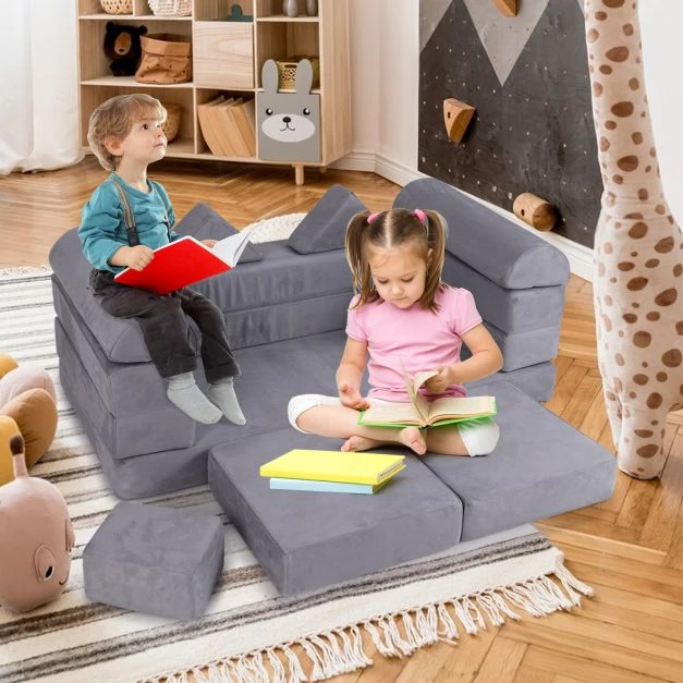 Vaikų žaidimų sofa Pilka 9 vnt.