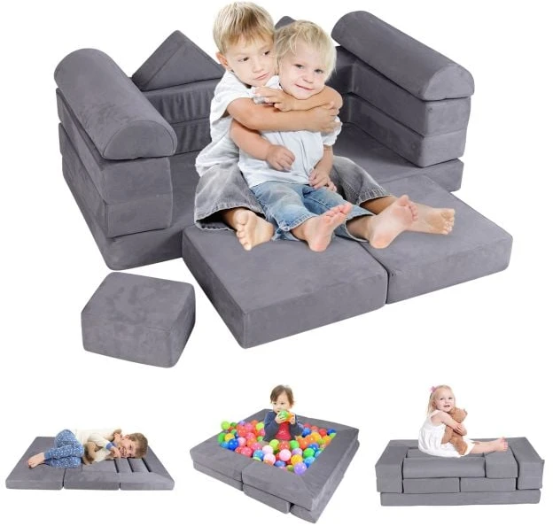 Vaikų žaidimų sofa Pilka 9 vnt.