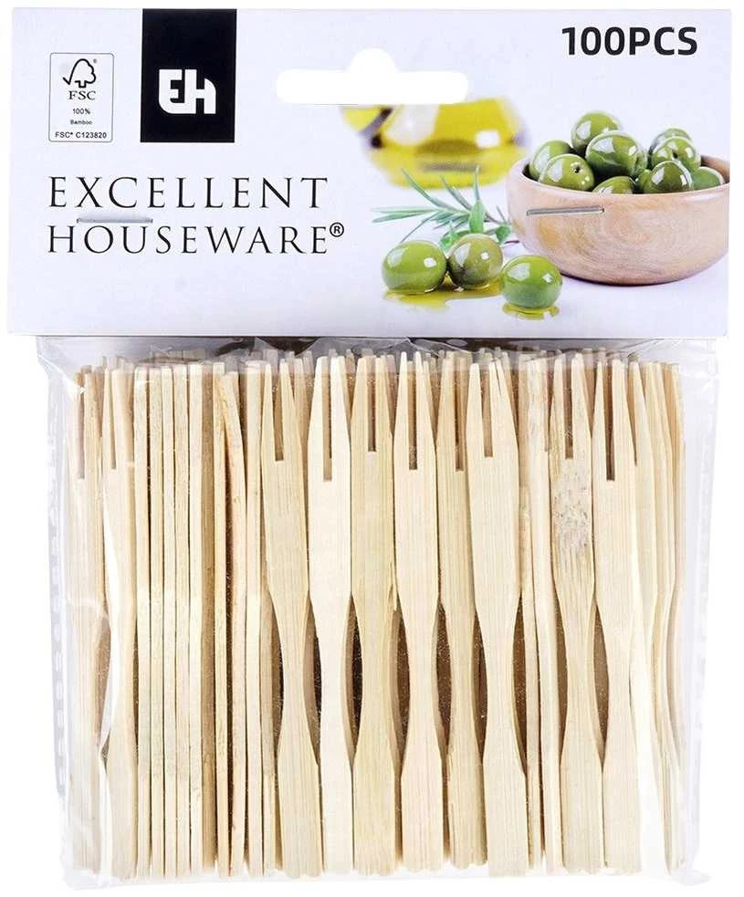 Excellent Houseware Užkandžių šakutės bambukinė 100 vnt.