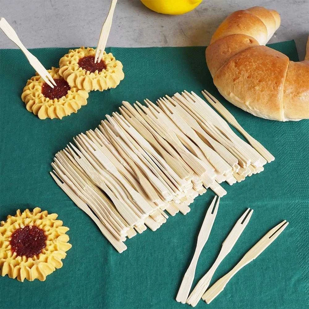 Excellent Houseware Užkandžių šakutės bambukinė 100 vnt.