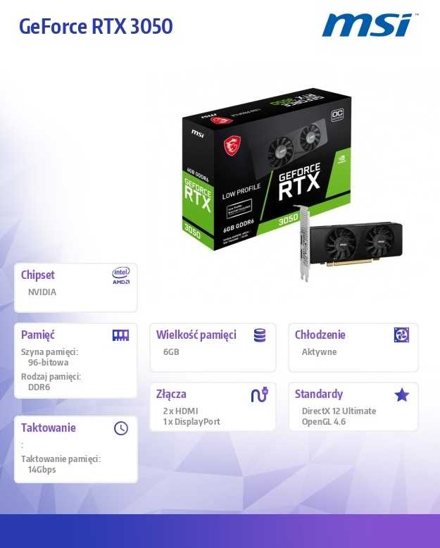 Vaizdo plokštė MSI NVIDIA GeForce RTX 3050, 6 GB, GDDR6, 96 bit, PCIE 4.0 16x