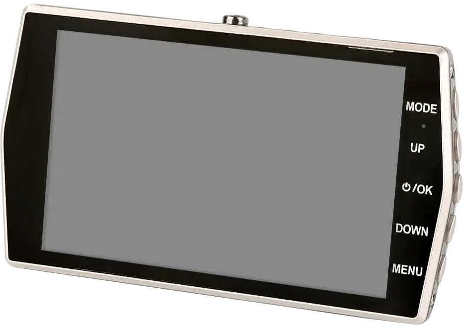 Vaizdo registratorius su LCD ekranu ir galinio vaizdo kamera