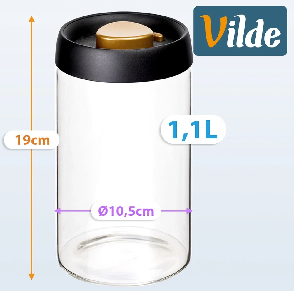 Vakuuminis maisto laikymo indas, 1,1 l, skaidrus, 10,5 x 10,5 x 19 cm